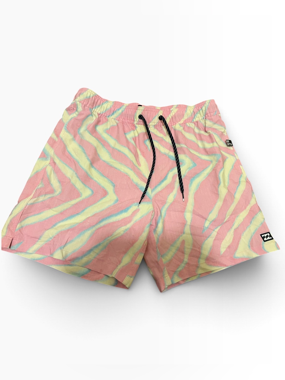 Billabong Recycler Layback Swim Shorts Pink/Yellow Zebra Stripe M